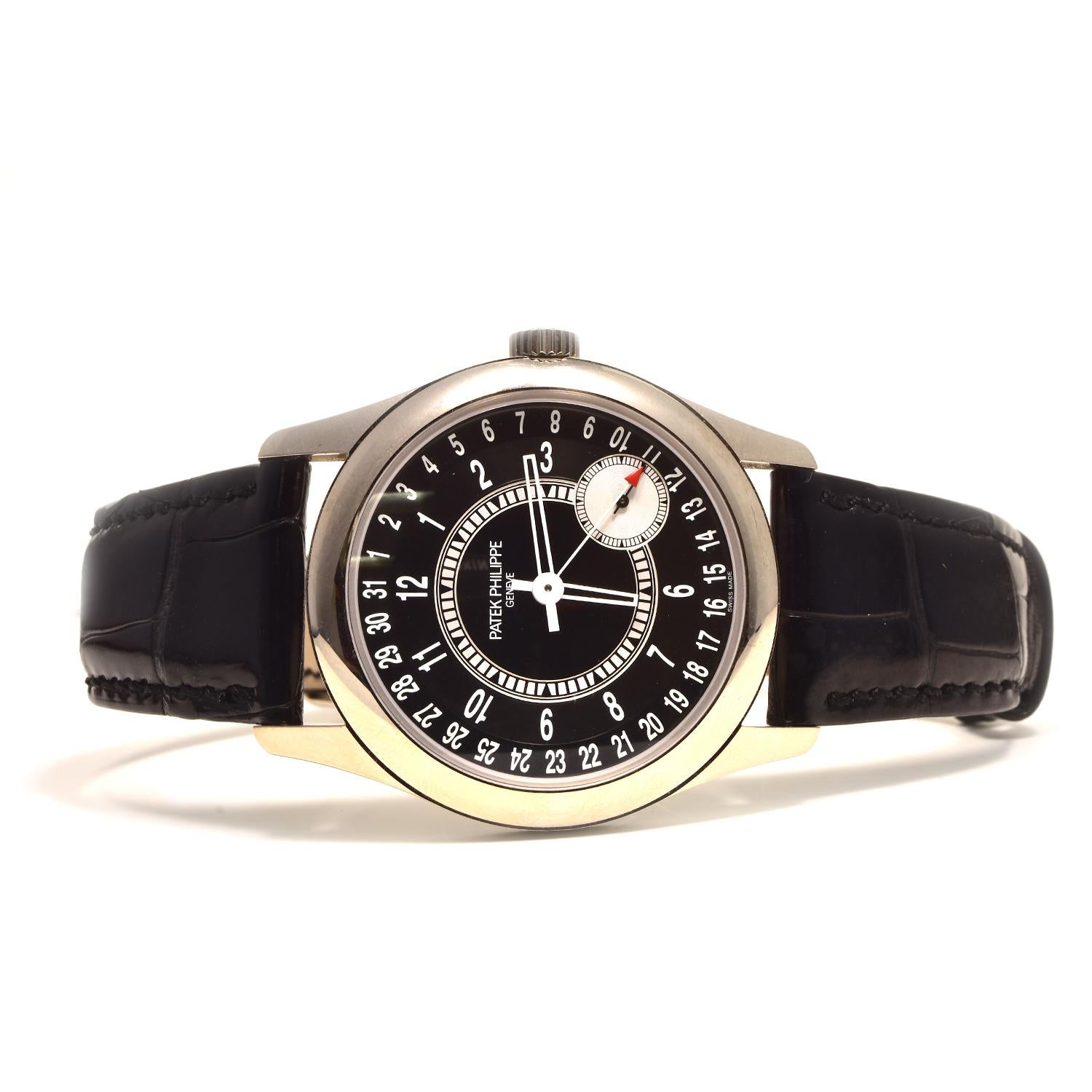 Patek Philippe Calatrava 18 Karat White Gold 6006G-001 In Excellent Condition In Miami, FL