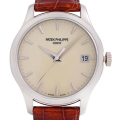 Patek Philippe Calatrava 18K White Gold Beige Dial Automatic Men Watch 5227G-001