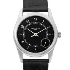 Patek Philippe Calatrava 18K White Gold Black Dial Automatic Unisex Watch 5000G