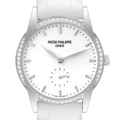 Patek Philippe Calatrava 18k White Gold Diamond Ladies Watch 7122 Pouch Papers