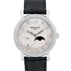 Patek Philippe Calatrava 18K White Gold Diamond Silver MOP Dial Watch 4958G