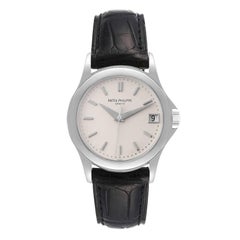 Patek Philippe Calatrava 18k White Gold Silver Dial Mens Watch 5107 Box Papers