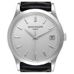 Patek Philippe Calatrava 18K White Gold Silver Dial Mens Watch 5296