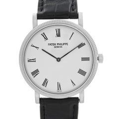Patek Philippe Calatrava 18k White Gold White Dial Mens Automatic Watch 5120G