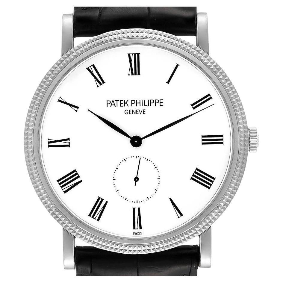 Patek Philippe Calatrava 18k White Gold White Dial Mens Watch 5119 For Sale
