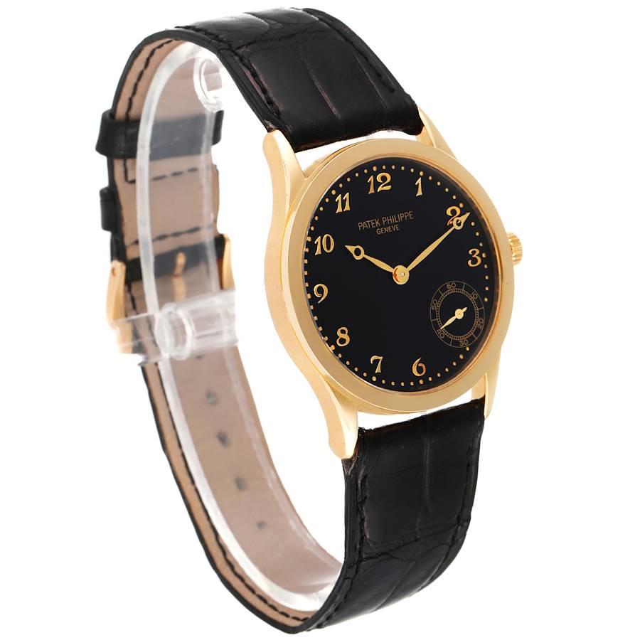 Automatikuhr von Patek Philippe Calatrava, 18 Karat Gelbgold, schwarzes Zifferblatt 5026 im Zustand „Hervorragend“ im Angebot in Atlanta, GA