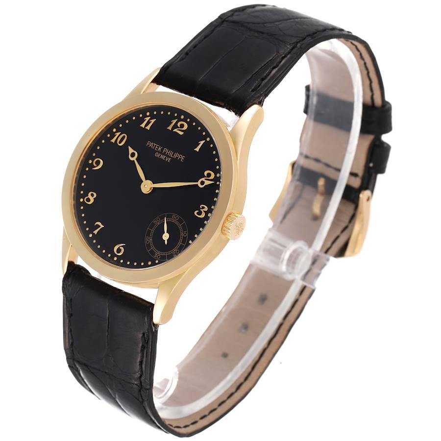 Automatikuhr von Patek Philippe Calatrava, 18 Karat Gelbgold, schwarzes Zifferblatt 5026 Herren im Angebot