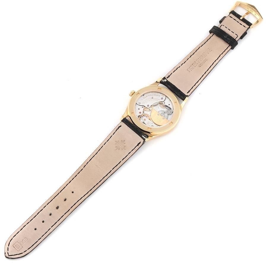 Men's Patek Philippe Calatrava 18k Yellow Gold Black Dial Automatic Watch 5026 For Sale