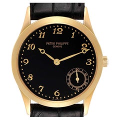 Patek Philippe Calatrava 18k Yellow Gold Black Dial Automatic Watch 5026