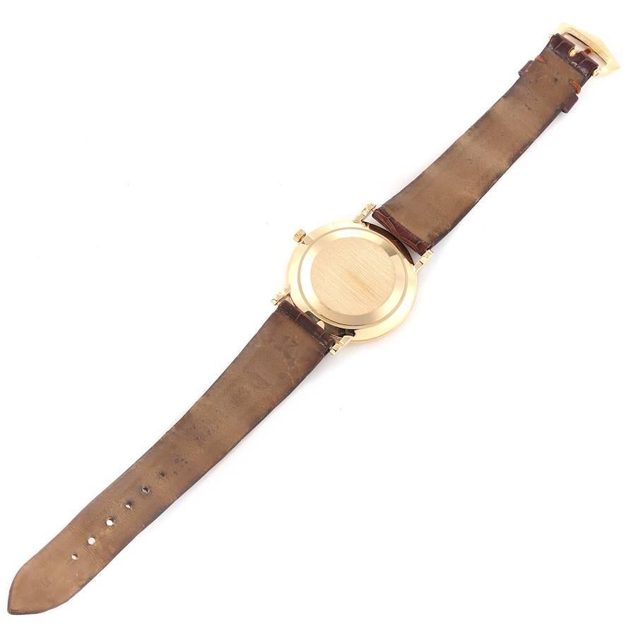 Patek Philippe Calatrava 18k Yellow Gold Brown Strap Mens Watch 3919 4