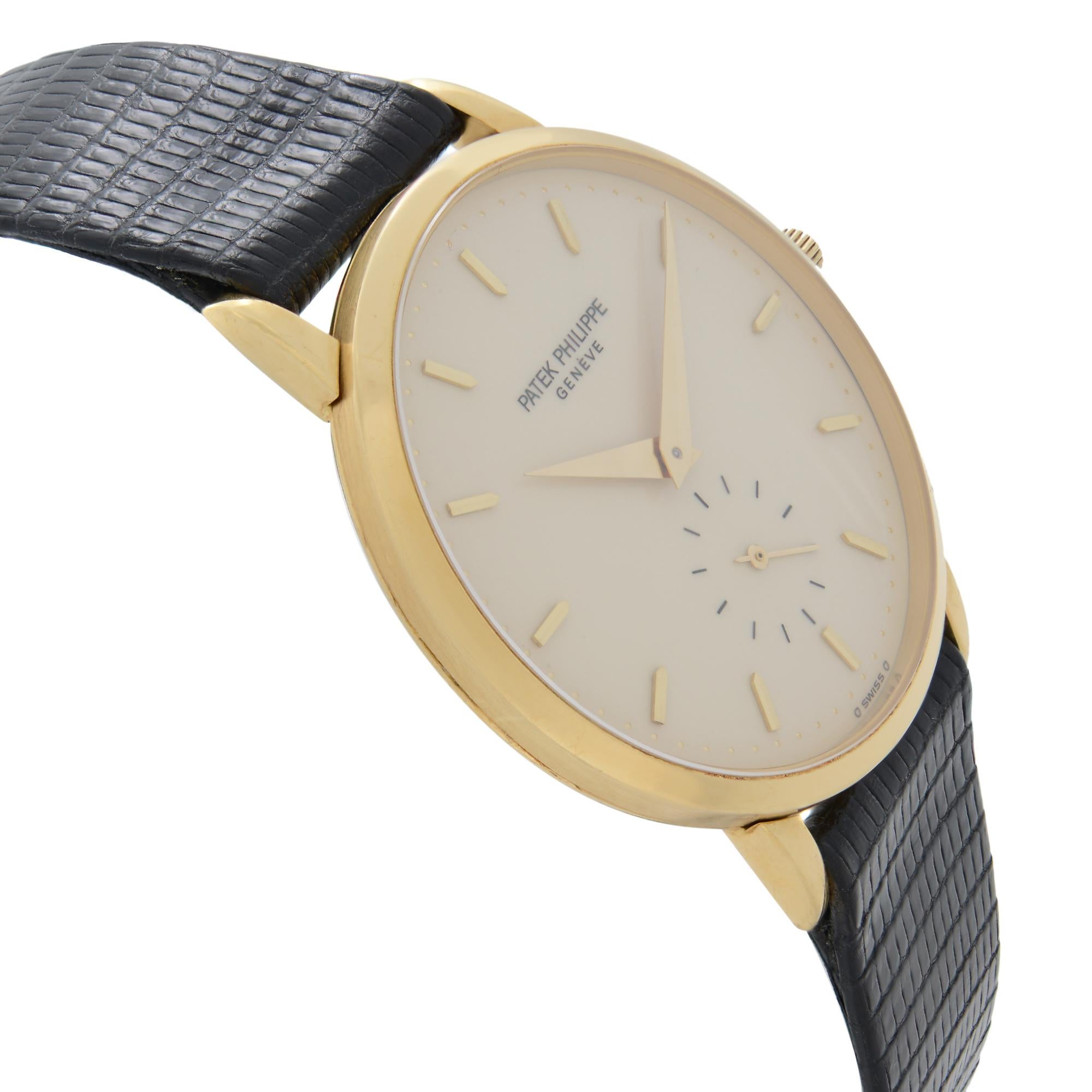 Men's Patek Philippe Calatrava 18k Yellow Gold Cream Dial Mens Automatic Watch 3893J