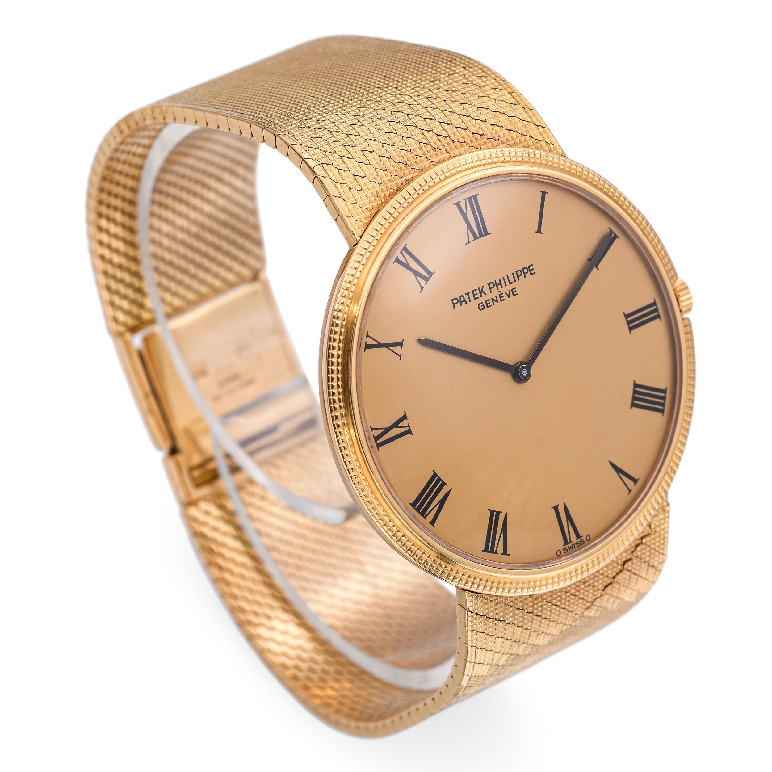Patek Philippe Calatrava 18k Gelbgold Handaufzug Herrenuhr Ref. 3588 im Zustand „Gut“ im Angebot in New York, NY