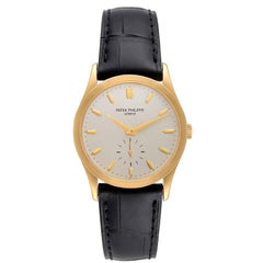 Patek Philippe Calatrava 18k Yellow Gold Silver Dial Mens Watch 3923