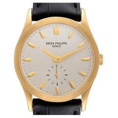 Patek Philippe Calatrava 18k Yellow Gold Silver Dial Mens Watch 3923