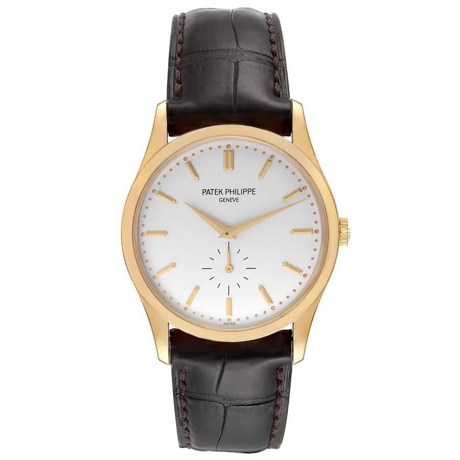 Patek Philippe Calatrava 18k Gelbgold Silber Zifferblatt Herrenuhr 5196. Uhrwerk mit Handaufzug. Rhodiniert, 