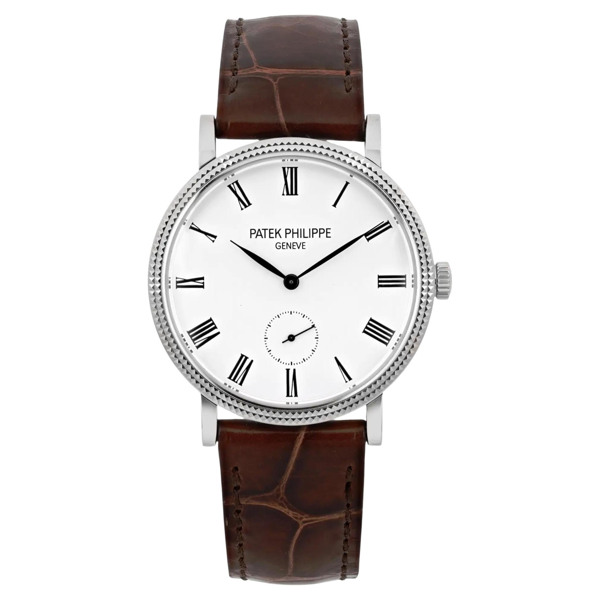 Patek Philippe Calatrava 31mm 18K White Gold White Dial Watch 7119G For Sale