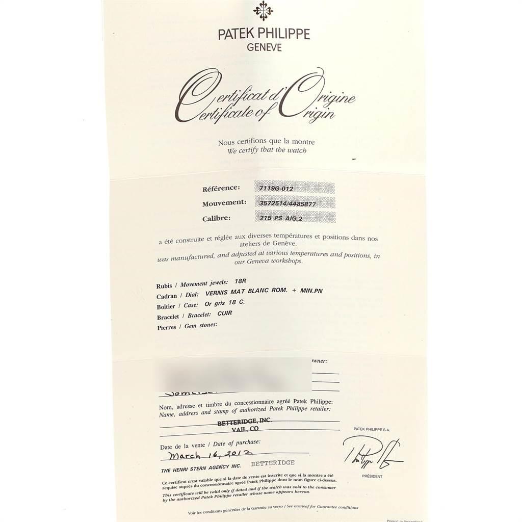 Patek Philippe Calatrava White Gold Ladies Watch 7119G Box Papers 4