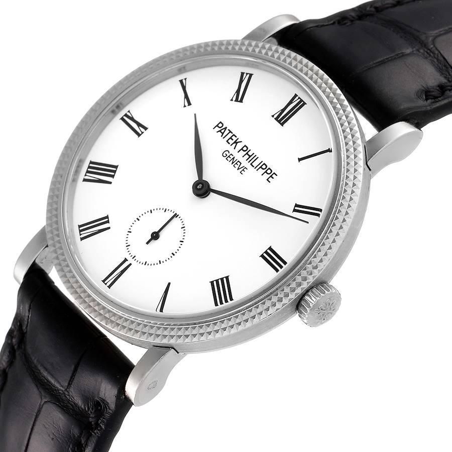 Patek Philippe Calatrava White Gold White Dial Ladies Watch 7119G In Excellent Condition In Atlanta, GA