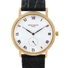 Patek Philippe Calatrava 18k Gold White Dial Hand-Wind Mens Watch 3919J