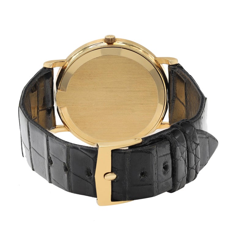 Patek Philippe Calatrava 33mm 18k Gold White Dial Mens Quartz Watch 3744J For Sale 1