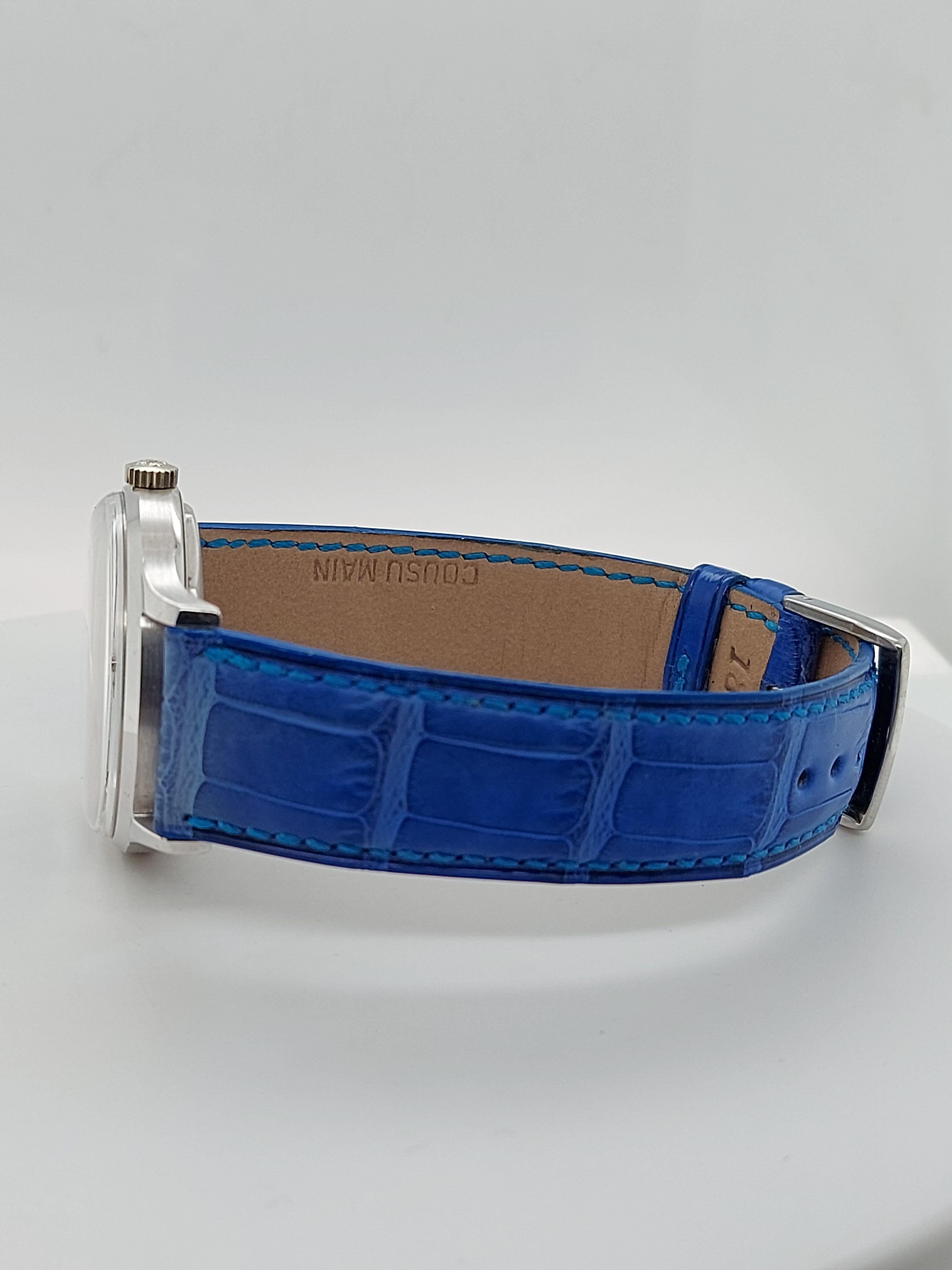 Patek Philippe Calatrava 3514 Wristwatch, Automatic, White Gold Case, Blue Dial 4