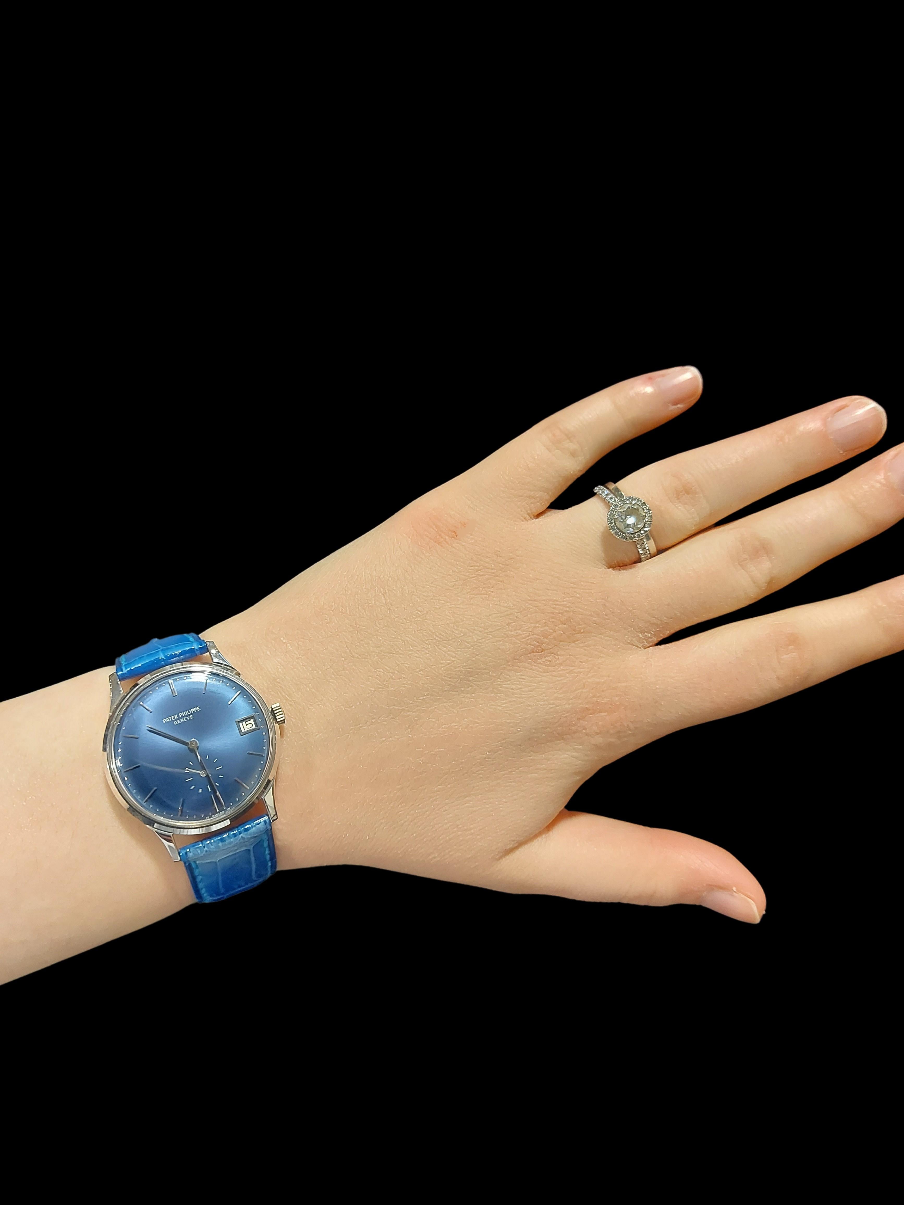 Patek Philippe Calatrava 3514 Wristwatch, Automatic, White Gold Case, Blue Dial 9