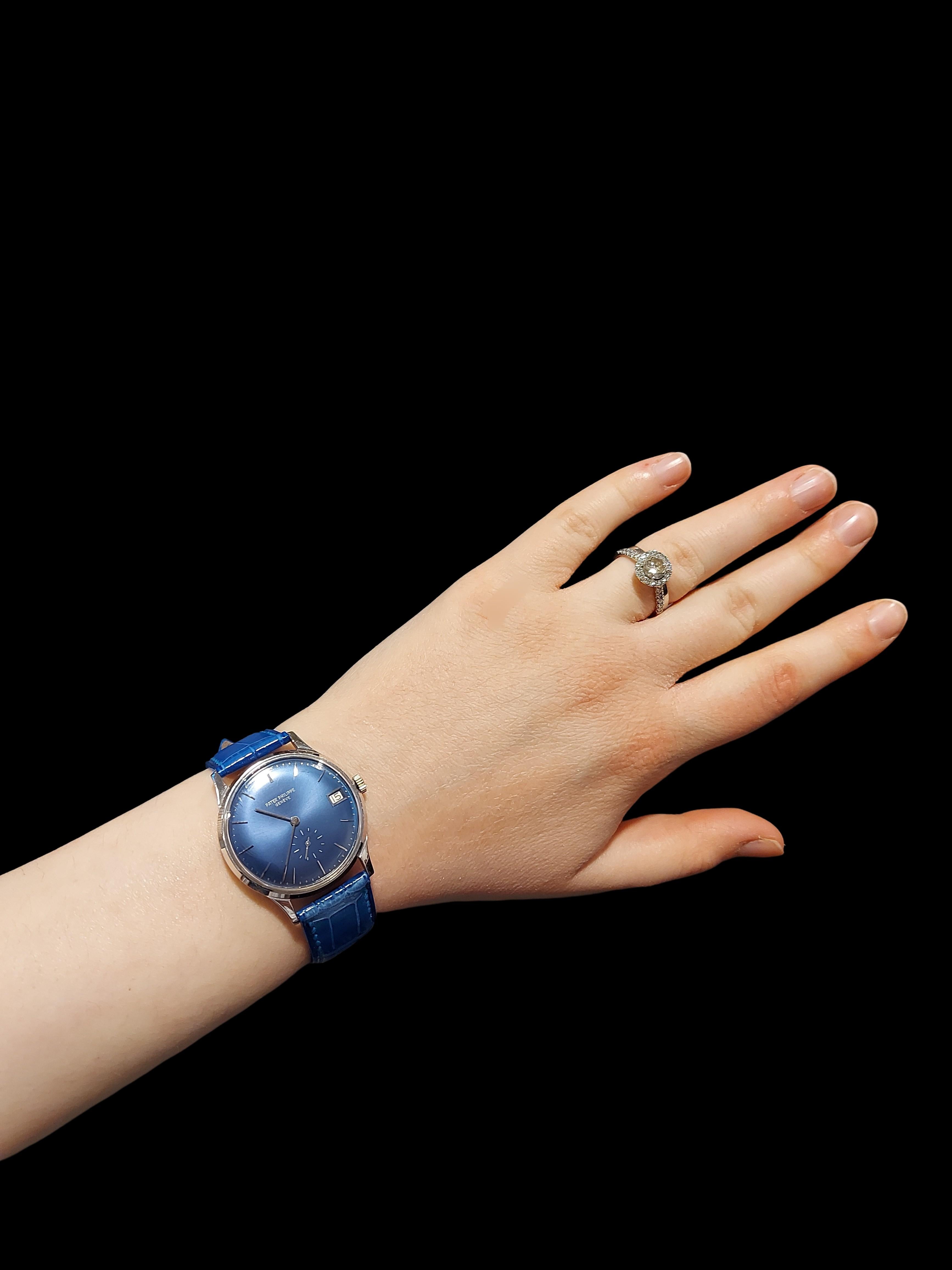 Patek Philippe Calatrava 3514 Wristwatch, Automatic, White Gold Case, Blue Dial 11