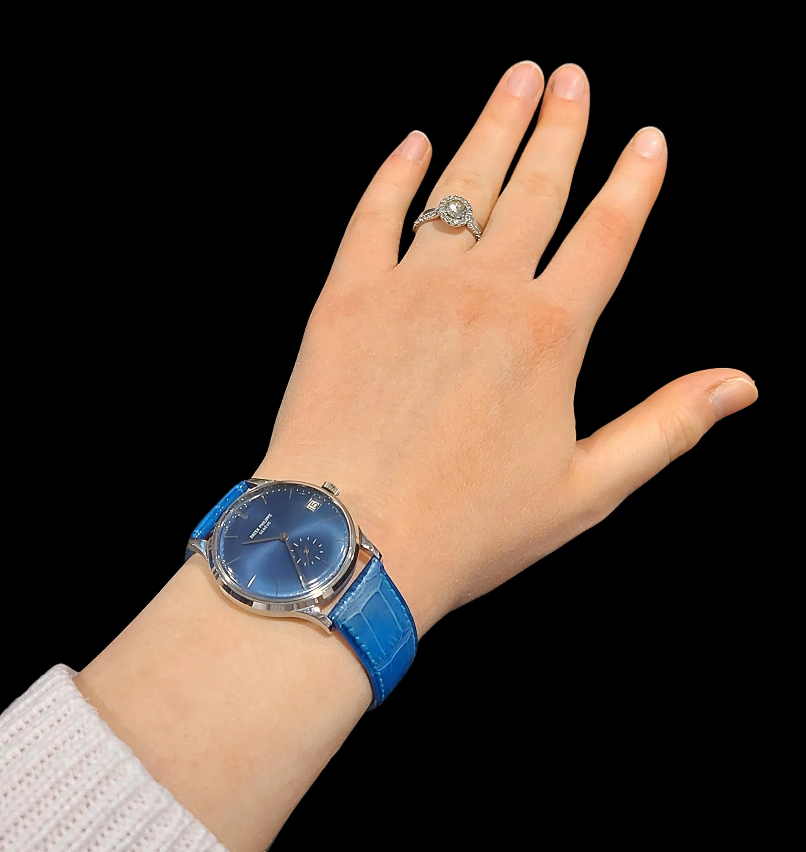 Patek Philippe Calatrava 3514 Wristwatch, Automatic, White Gold Case, Blue Dial 12