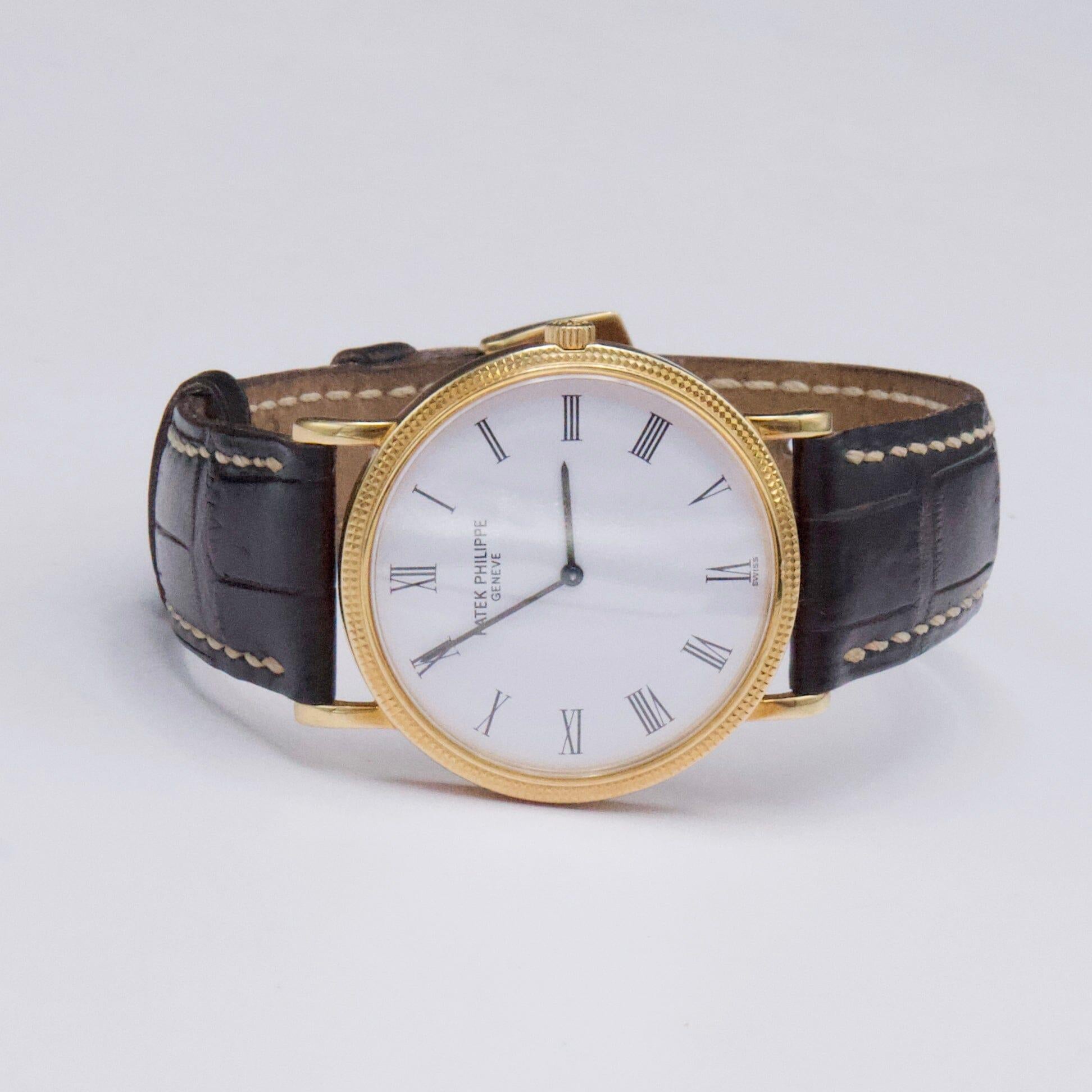Patek Philippe Calatrava 3520DJ Montre homme cadran blanc avec papiers en vente 1
