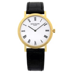 Vintage Patek Philippe Calatrava 18k Yellow Gold White Dial Automatic Watch 5120J
