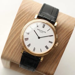 Montre pour homme Patek Philippe Calatrava 35 mm, or jaune 18 carats, cadran blanc, référence 5120J-001