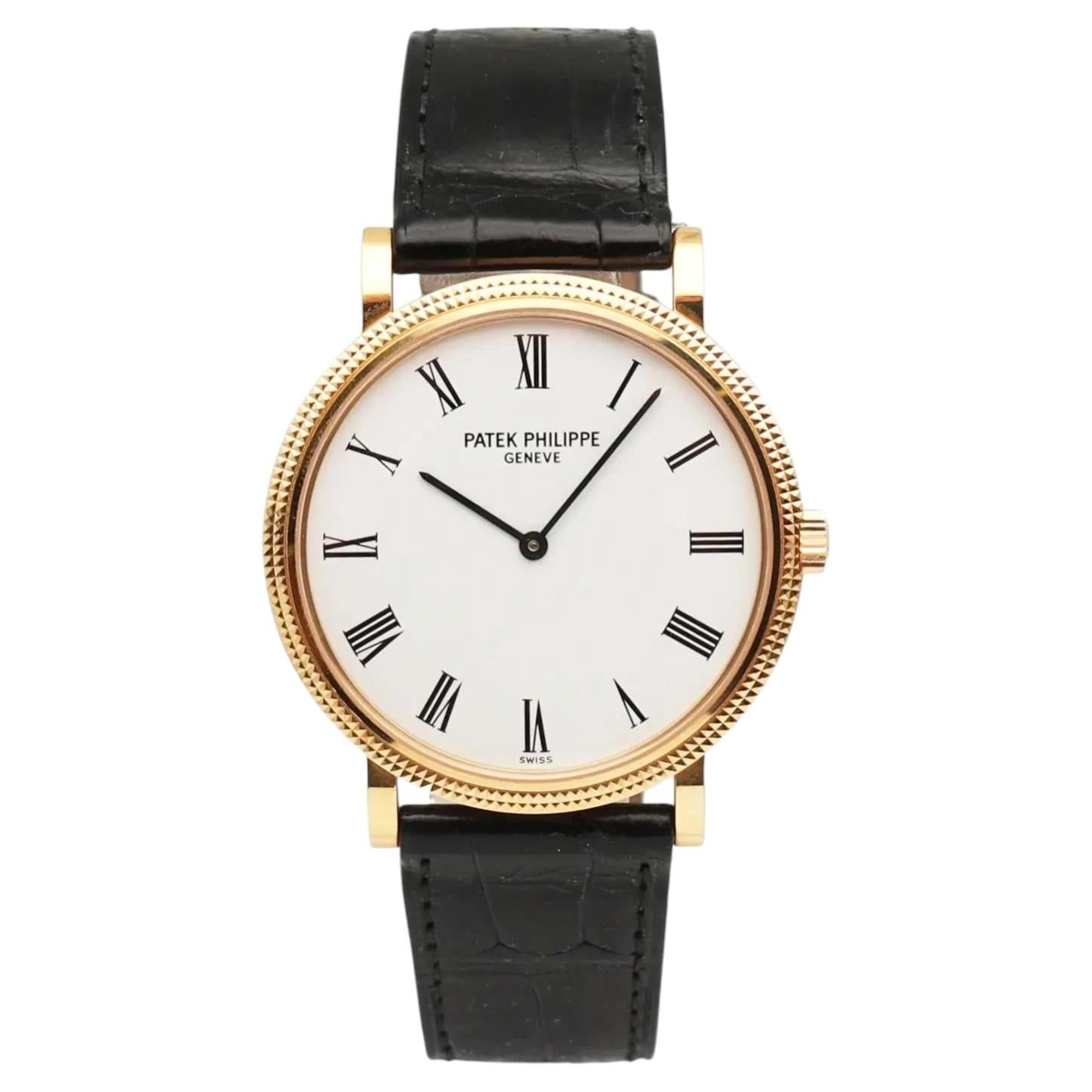 Patek Philippe Calatrava 35mm 18k Yellow Gold White Dial Mens Watch 5120J-001
