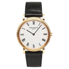 Montre pour homme Patek Philippe Calatrava 35 mm, or jaune 18 carats, cadran blanc, référence 5120J-001