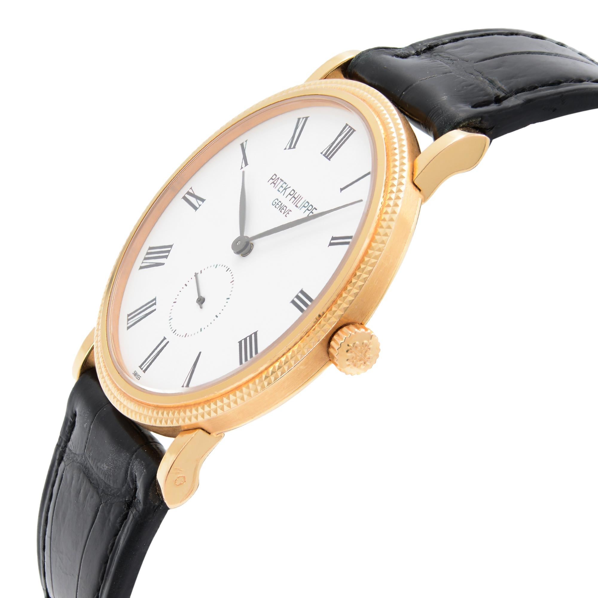 Handgeflügelte Herrenuhr 5119R-001 von Patek Philippe Calatrava aus 18 Karat Roségold im Zustand „Hervorragend“ in New York, NY