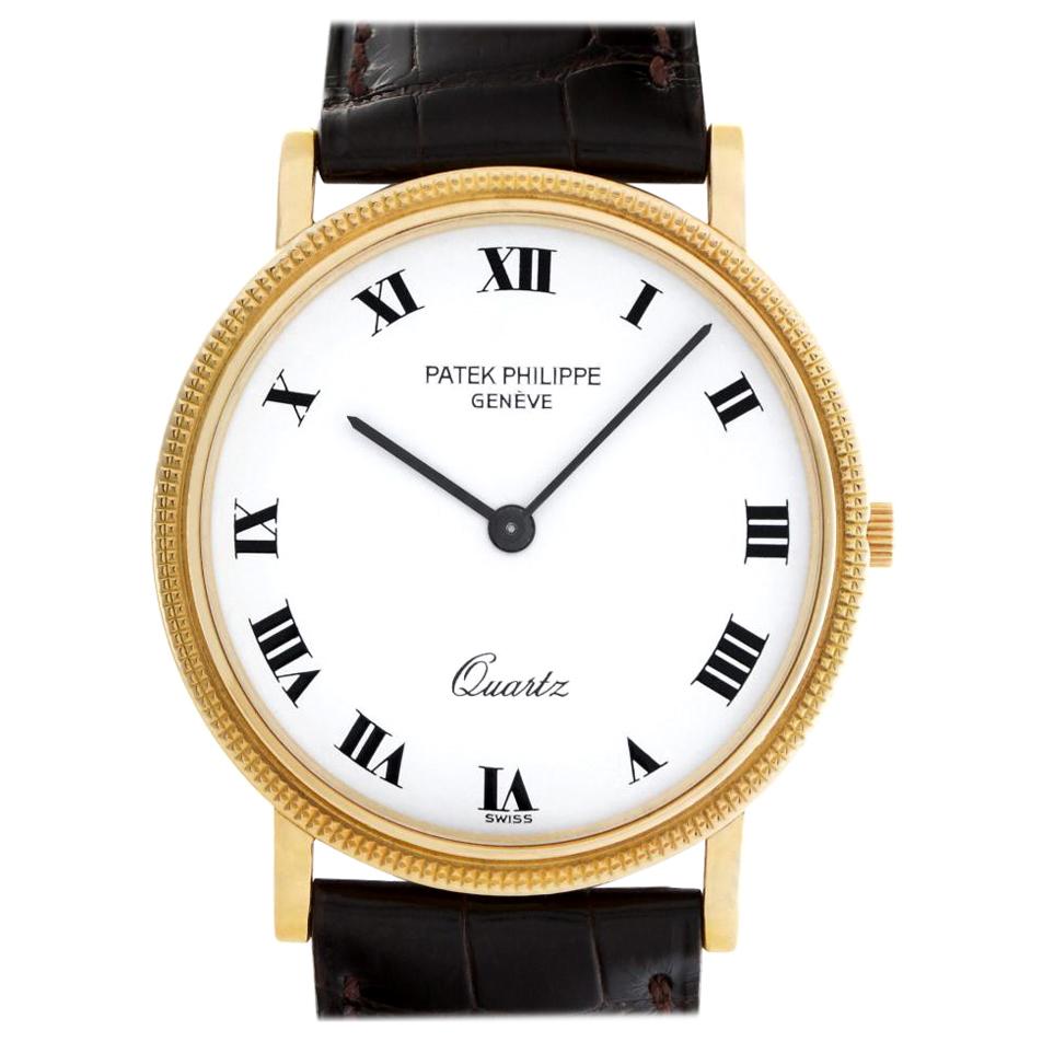 Patek Philippe Calatrava 3744 18 Karat White Dial Quartz Watch