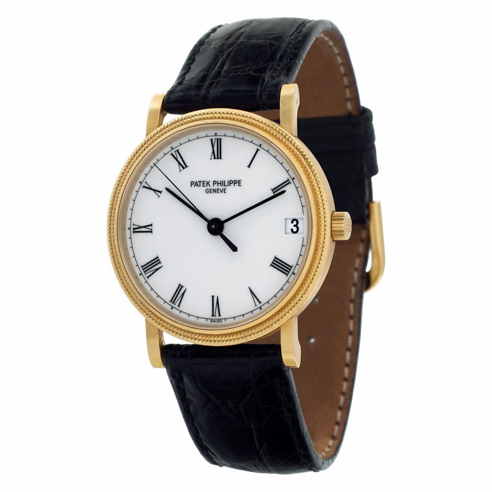 Contemporary Patek Philippe Calatrava 3802 18 Karat White Dial Automatic Watch