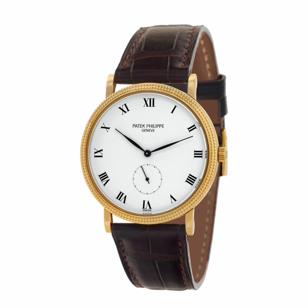 Patek Philippe Calatrava in 18k on alligator strap with 18k tang buckle. Manual w/ subseconds. With Archive papers. Ref 3919. Circa 1988. Fine Pre-owned Patek Philippe Watch. Certified preowned Dress Patek Philippe Calatrava 3919 watch is made out