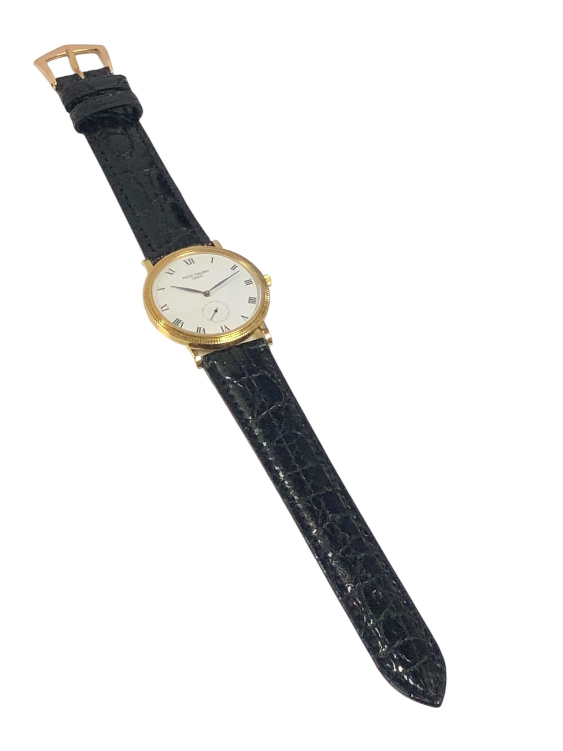 Patek Philippe Calatrava 3919 Yellow Gold Mechanical Wrist Watch complete set For Sale 1