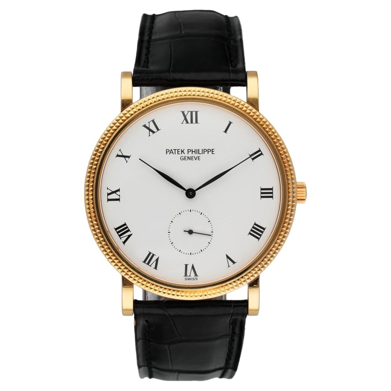 Mens Patek Philippe Ref 3919 J Calatrava W/ Hobnail Bezel in 18k Yellow ...