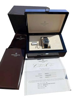 Patek Philippe Calatrava 40mm Blue Accents Black Dial White Gold Watch 6007G-011