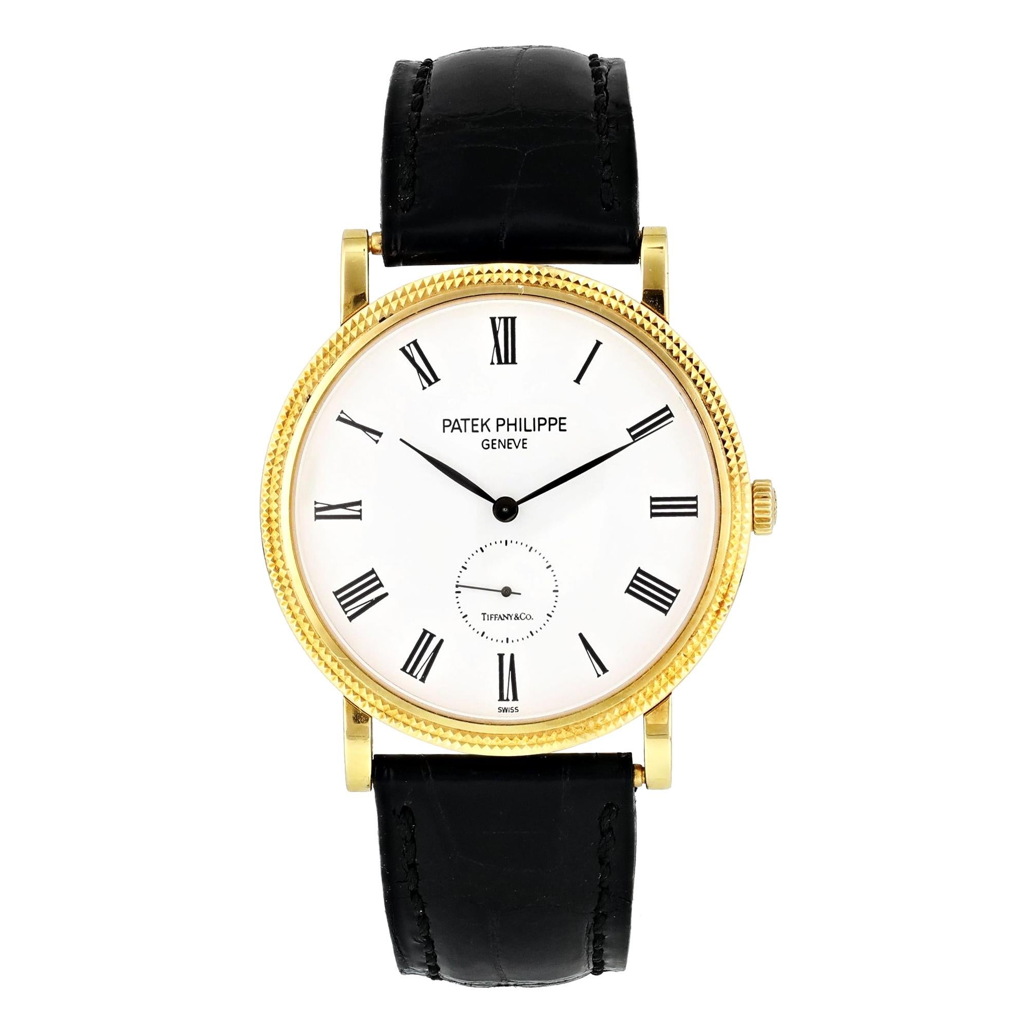 Patek Philippe Calatrava 5119J Tiffany & Co. Dial Yellow Gold Men's Watch For Sale