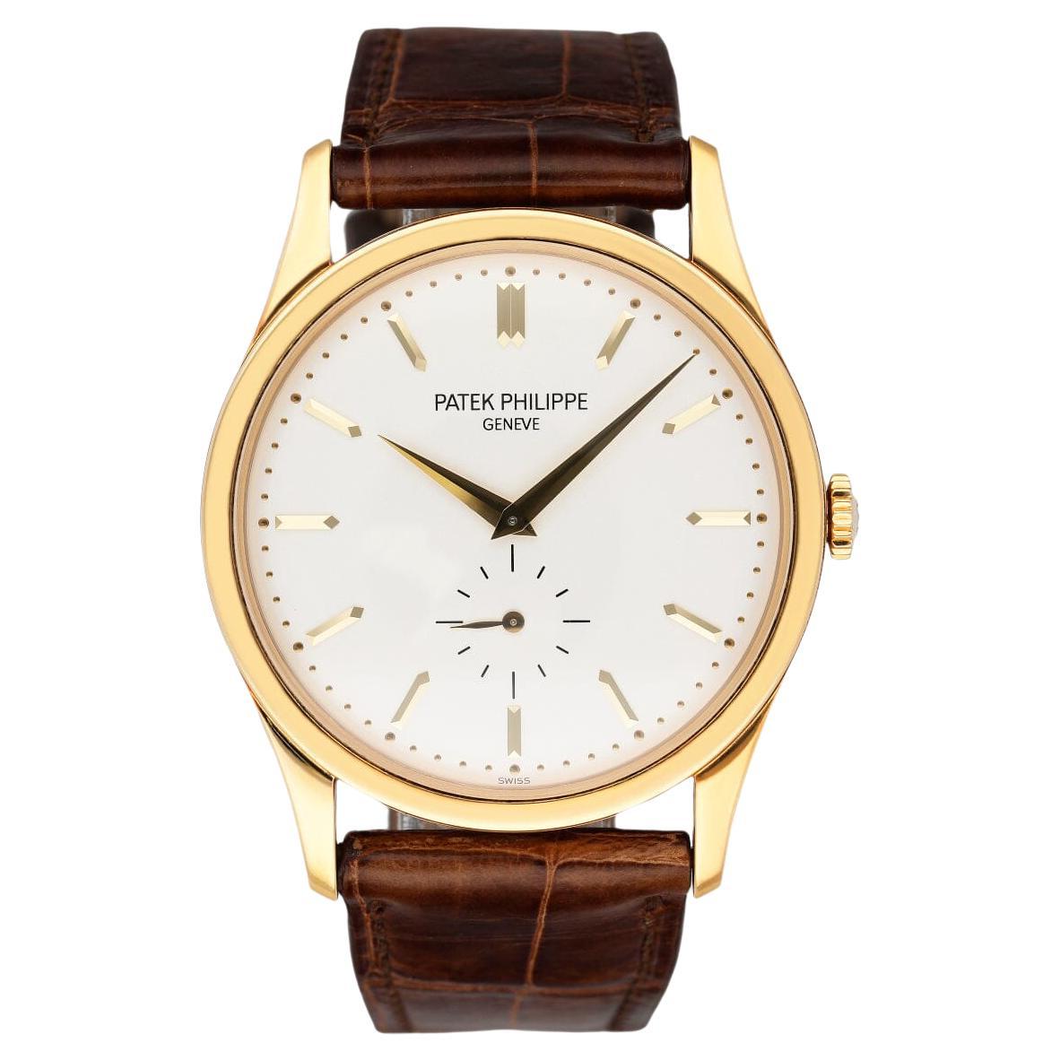 Patek Philippe Calatrava 5196J 18K Yellow Gold Mens Watch Box Papers