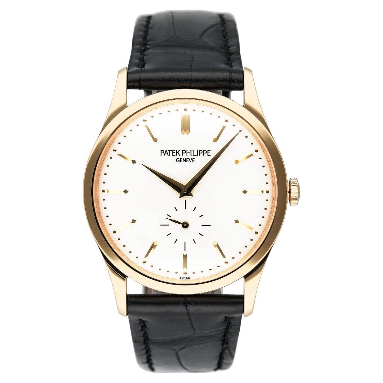 Patek Philippe Calatrava 5196J Yellow Gold Mens Watch Box Papers en vente