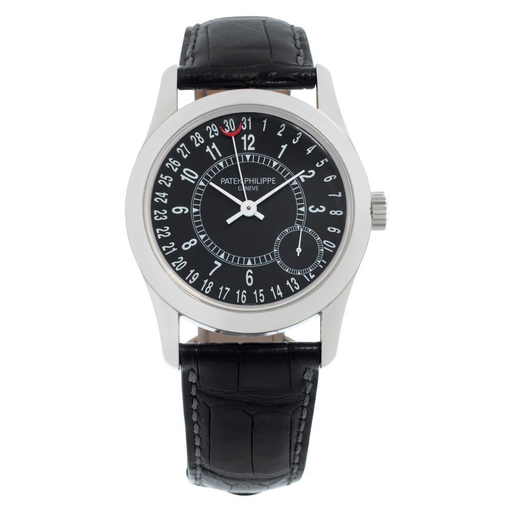 Patek Philippe Calatrava 6000g en or blanc avec cadran noir Montre automatique 37mm