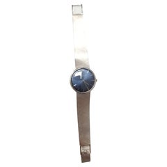 Patek Philippe Calatrava Blue Dial Vintage Mens Watch 3468/5 18 Karat White Gold