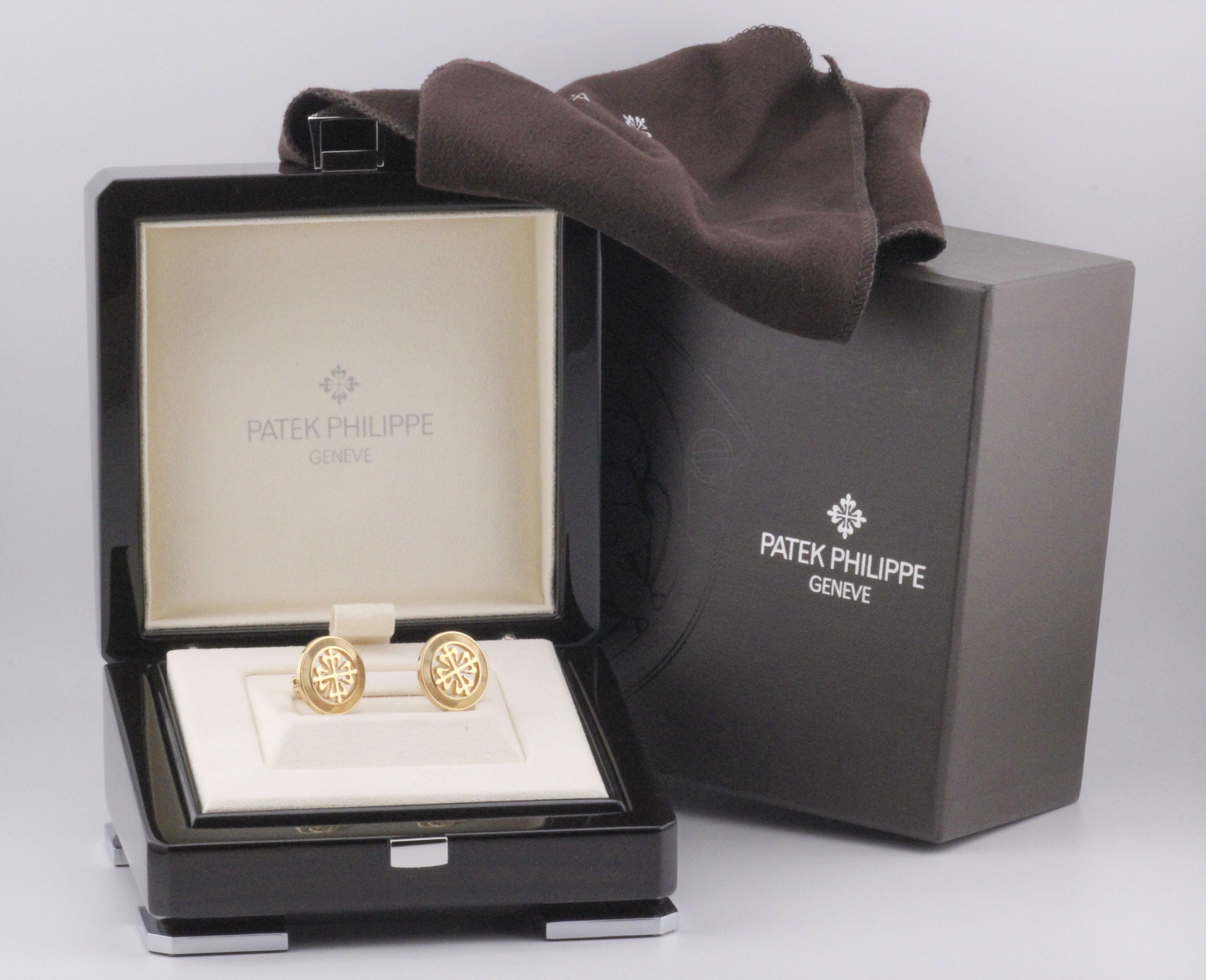Timeless and dignified, these Patek Philippe Calatrava Cross Cufflinks embody the discreet elegance and heritage of one of the world’s most revered watchmakers. Crafted in solid 18K yellow gold, each cufflink features the iconic Calatrava Cross—a