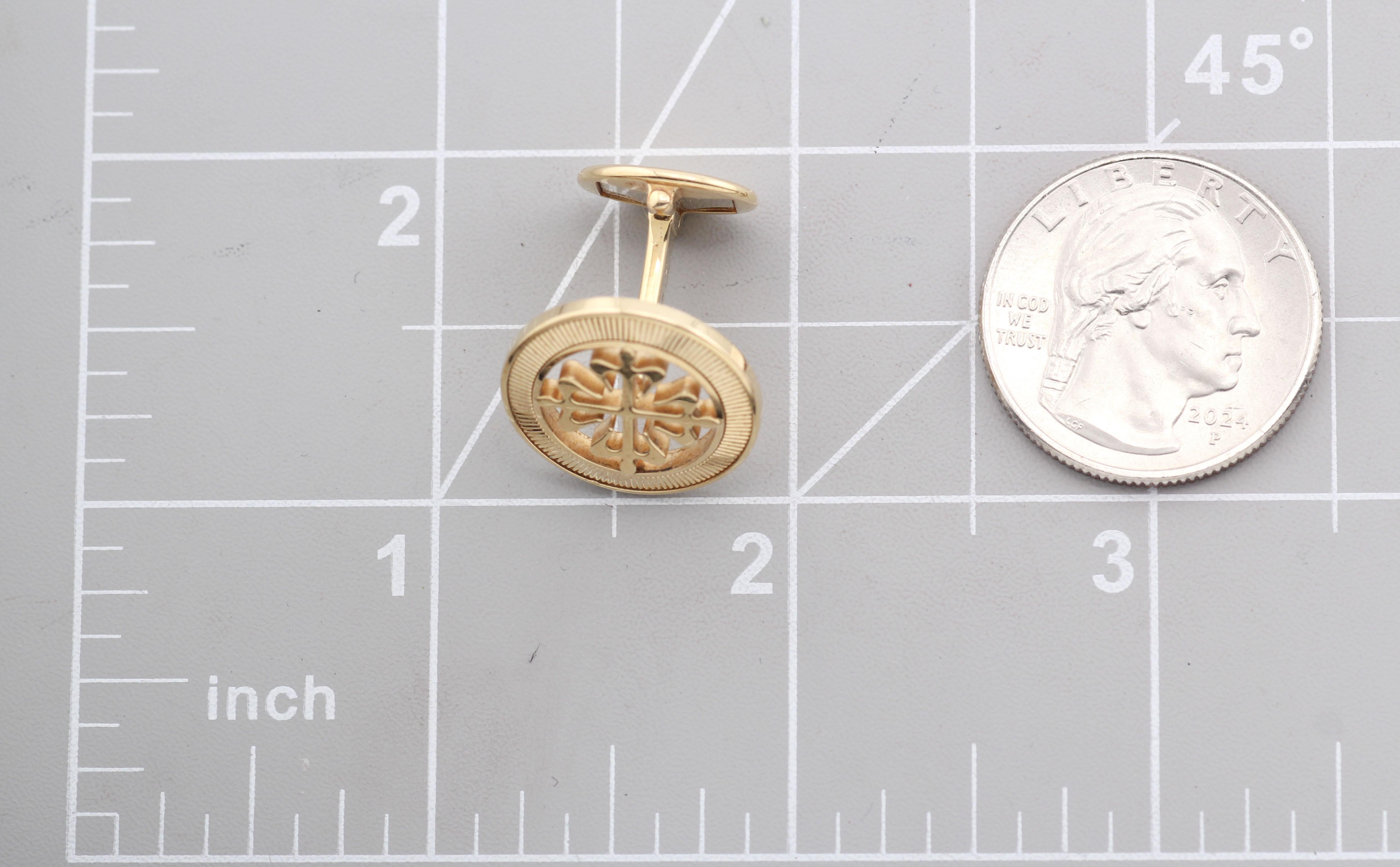 Patek Philippe Calatrava Cross 18k Yellow Gold Cufflinks For Sale 5