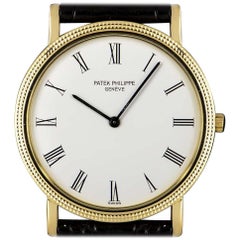 Patek Philippe Calatrava Gold White Roman Dial 3520J Manual Wind Wristwatch