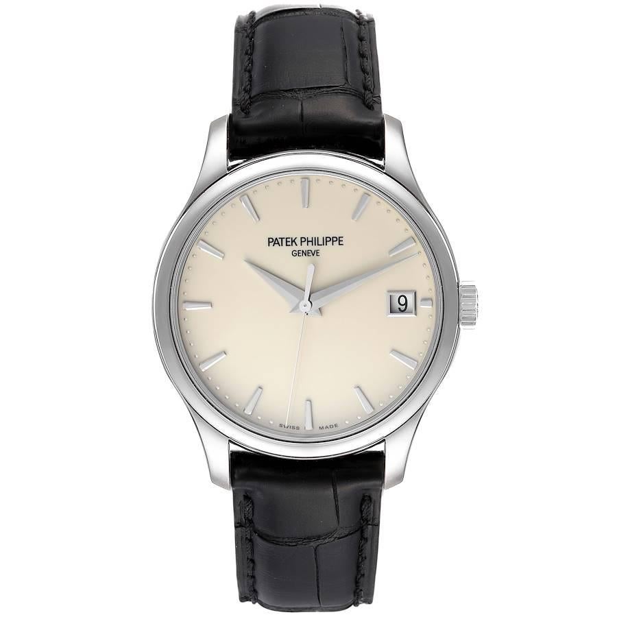Patek Philippe Calatrava Hunter Case White Gold Mens Watch 5227 Papers. Automatic self-winding movement, caliber 315/190 movement that's rhodium plated with fausses cotes embellishment. It's constructed with 29 jewels, a shock absorber mechanism,