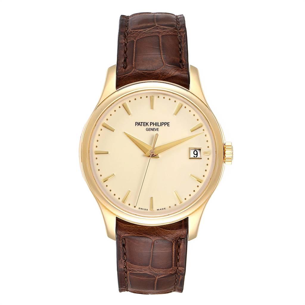 Patek Philippe Calatrava Hunter Case Yellow Gold Automatic Mens Watch 5227. Automatic self-winding movement, caliber 315/190 movement that's rhodium plated with fausses cotes embellishment. It's constructed with 29 jewels, a shock absorber